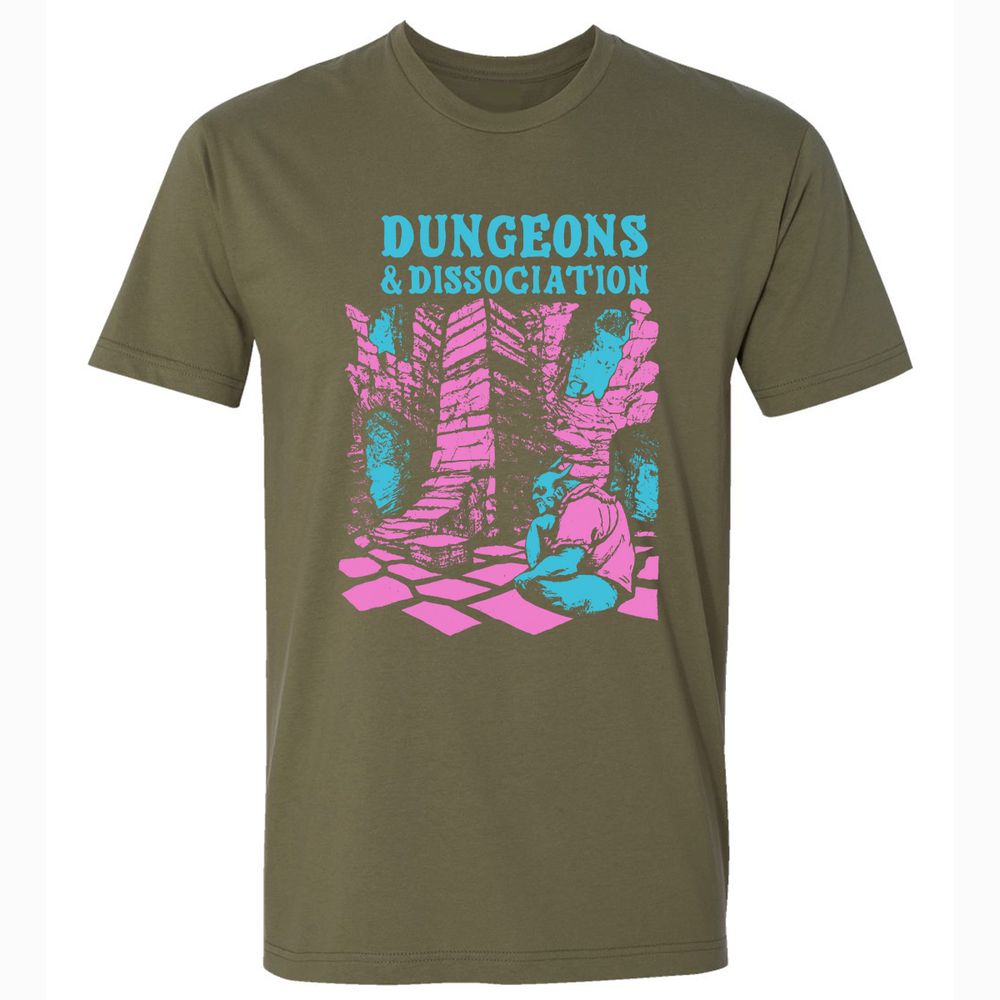 Dungeons And Dissociation Premium Unisex T-Shirt - Military Green - 5
