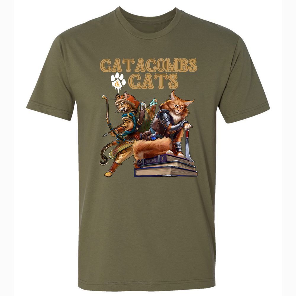 Catacombs & Cats Premium Unisex T-Shirt - Military Green - 5