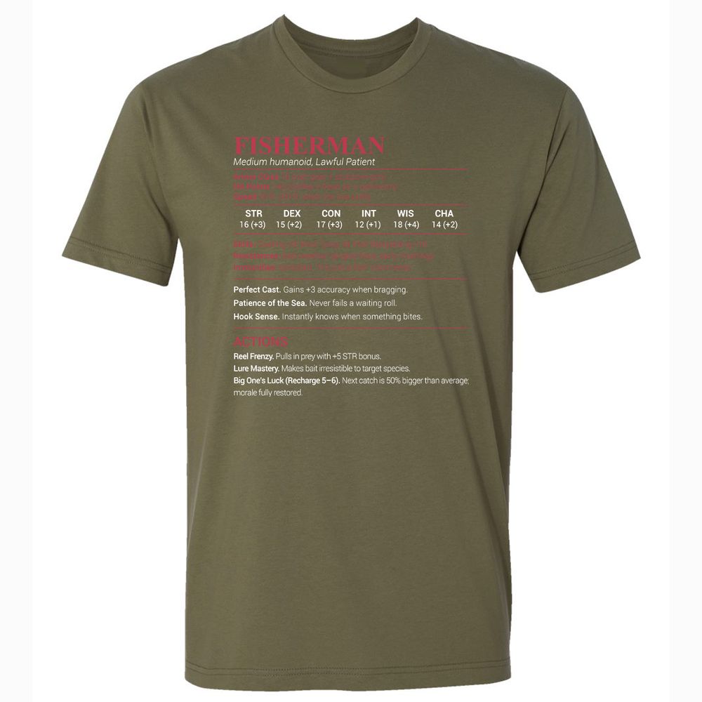 Fisherman Stats Premium Unisex T-Shirt - Military Green - 5