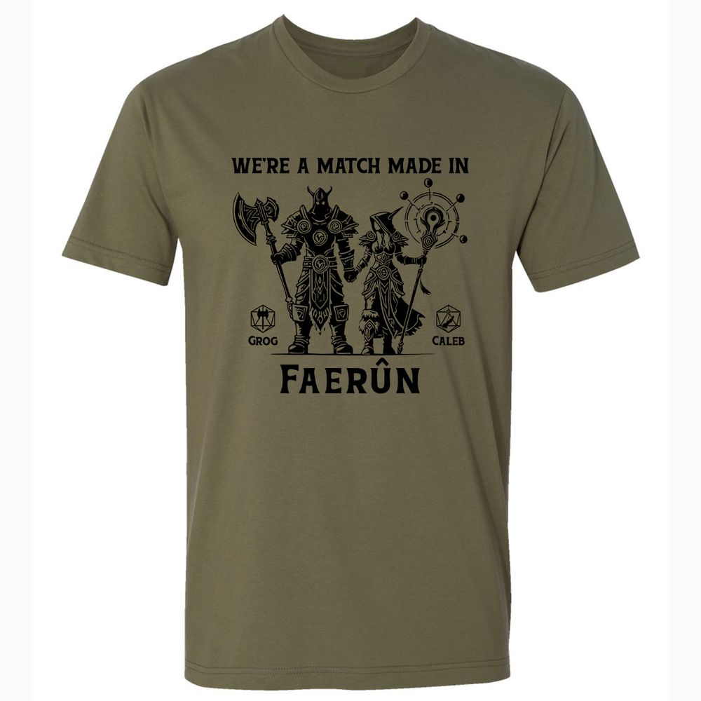Custom DnD Class Couple Premium Unisex T-Shirt - Military Green - 5