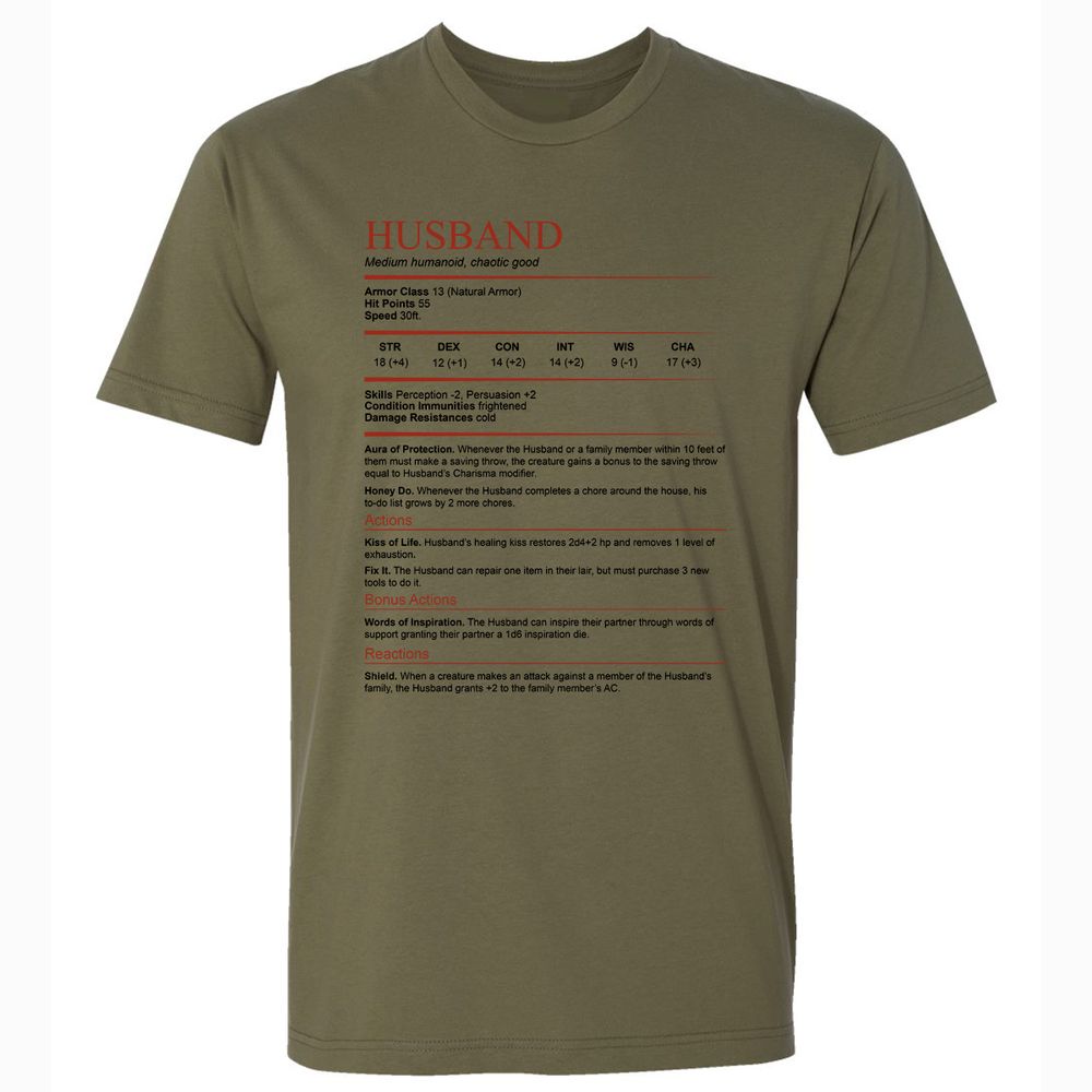 Husband White Premium Unisex T-Shirt - Military Green - 5