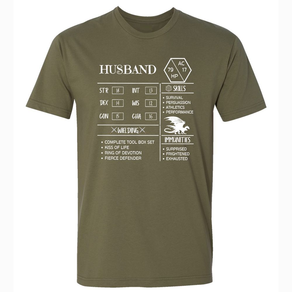 Husband Stats 2 Premium Unisex T-Shirt - Military Green - 5