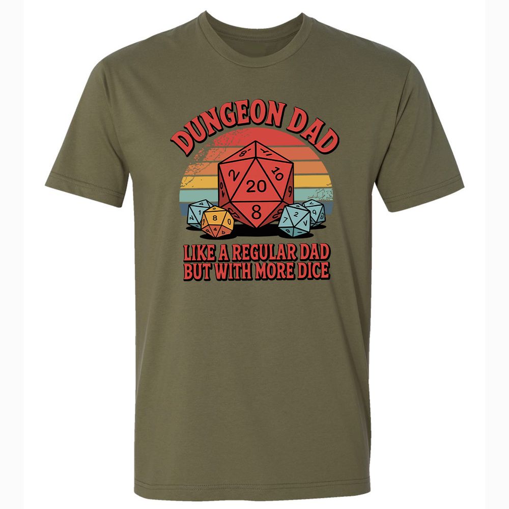 Dungeon Dad With More Dice Premium Unisex T-Shirt - Military Green - 5