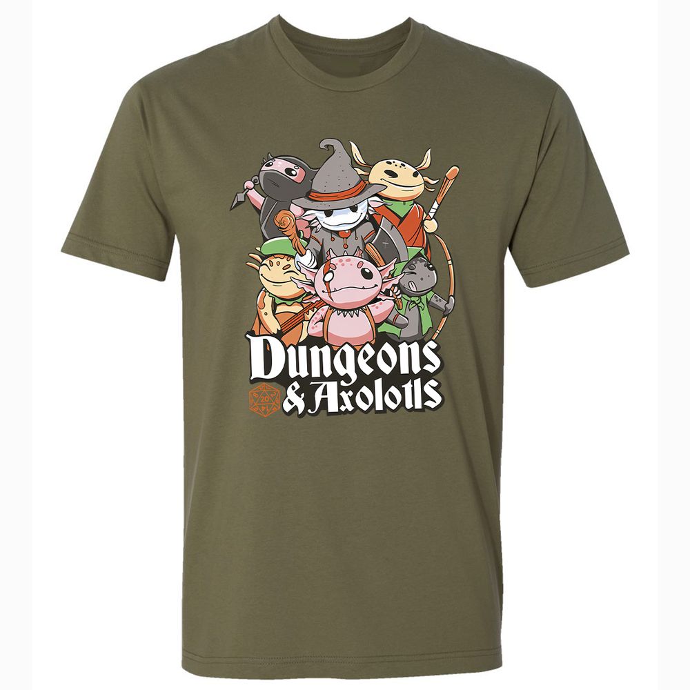 Dungeons And Axolotls Premium Unisex T-Shirt - Military Green - 5
