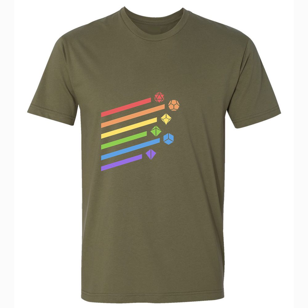 Rainbow Dice Set Premium Unisex T-Shirt - Military Green - 5