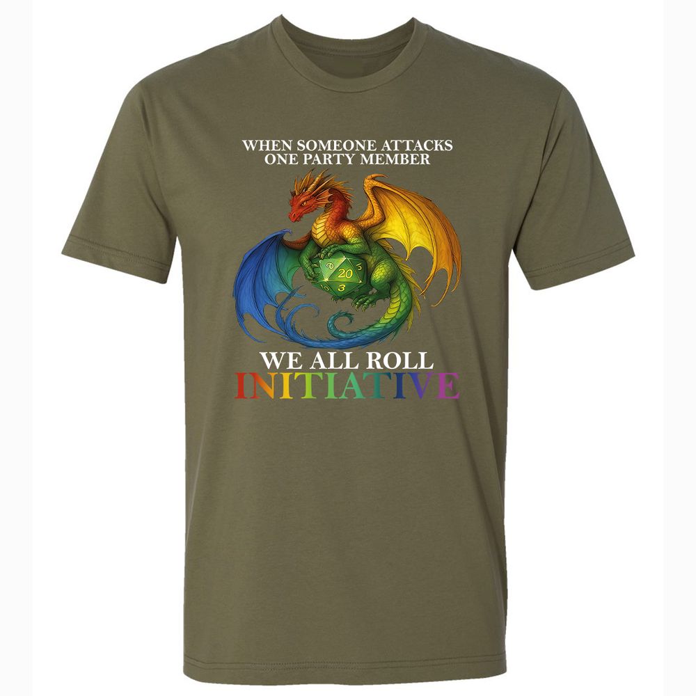 Dragon Roll For Initiative Premium Unisex T-Shirt - Military Green - 5