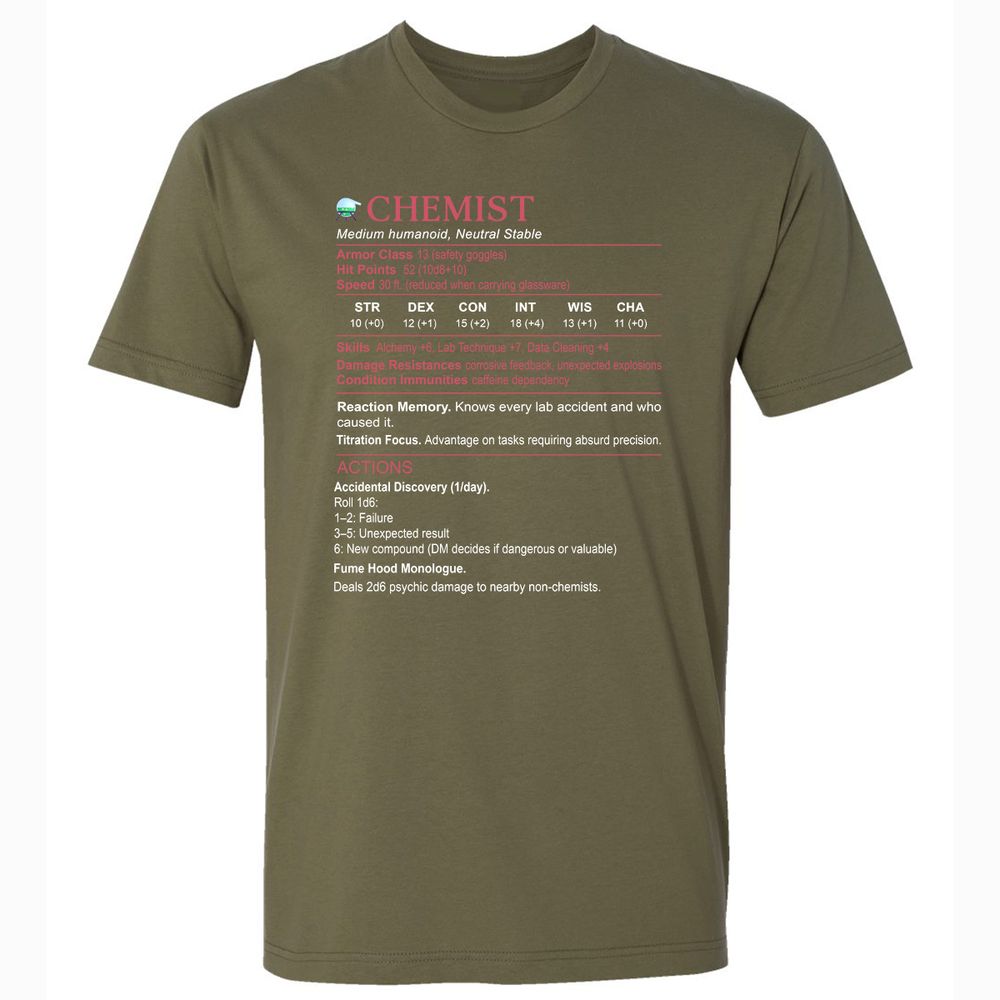 Chemist Stats Premium Unisex T-Shirt - Military Green - 5