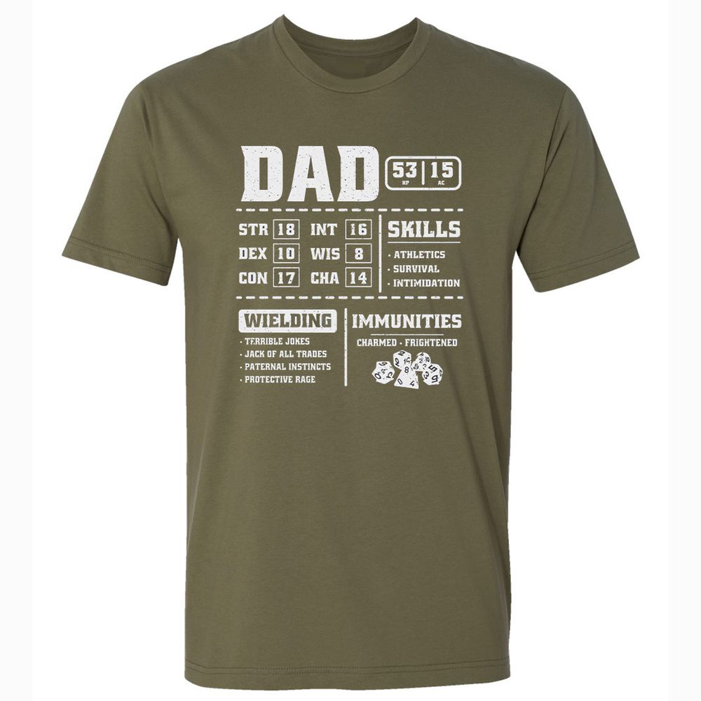 Dad Stat Block 2 Premium Unisex T-Shirt - Military Green - 5