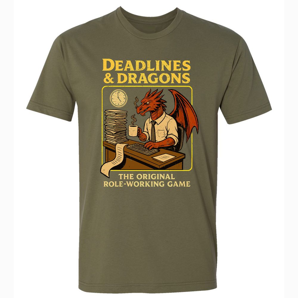Deadlines & Dragons (Office Staff) Premium Unisex T-Shirt - Military Green - 5