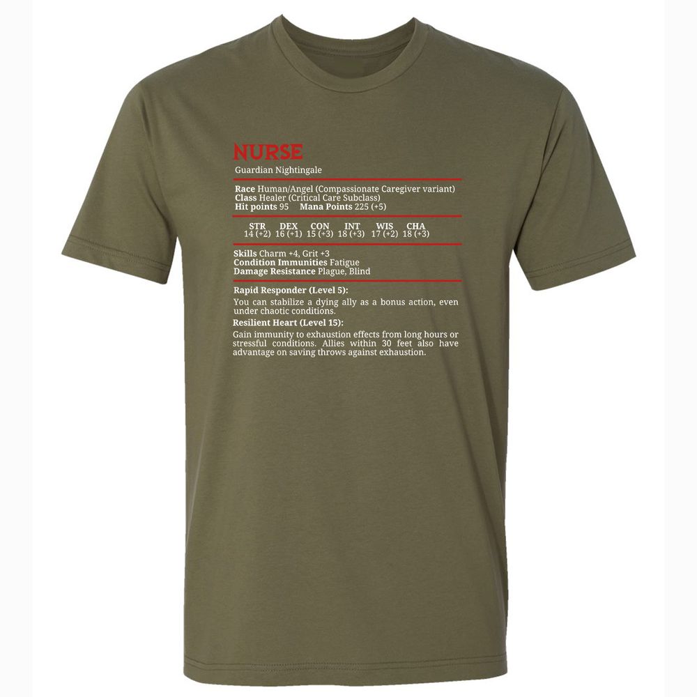 Nurse Stats Premium Unisex T-Shirt - Military Green - 5