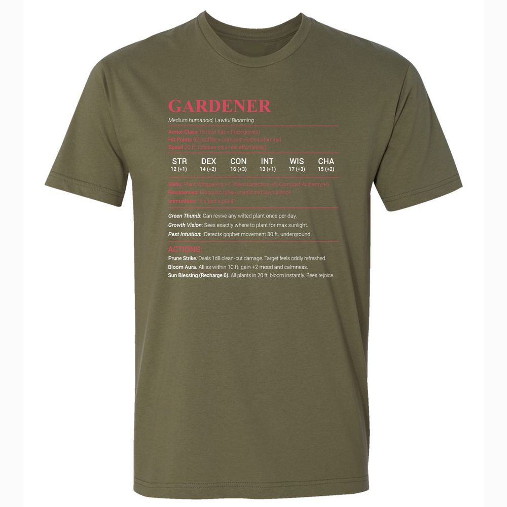 Gardener Stats Premium Unisex T-Shirt - Military Green - 5