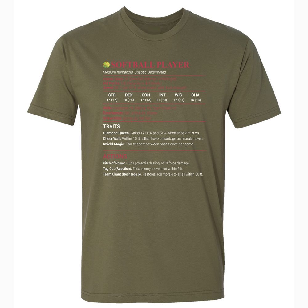 Softball Player Premium Unisex T-Shirt - Military Green - 5
