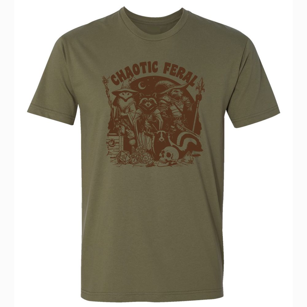 DND Inspired Raccoon Opossum Chaotic Feral - Military Green - 5