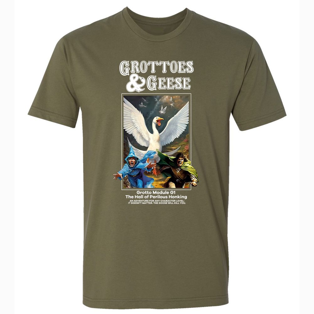 Grottoes & Geese Premium Unisex T-Shirt - Military Green - 5