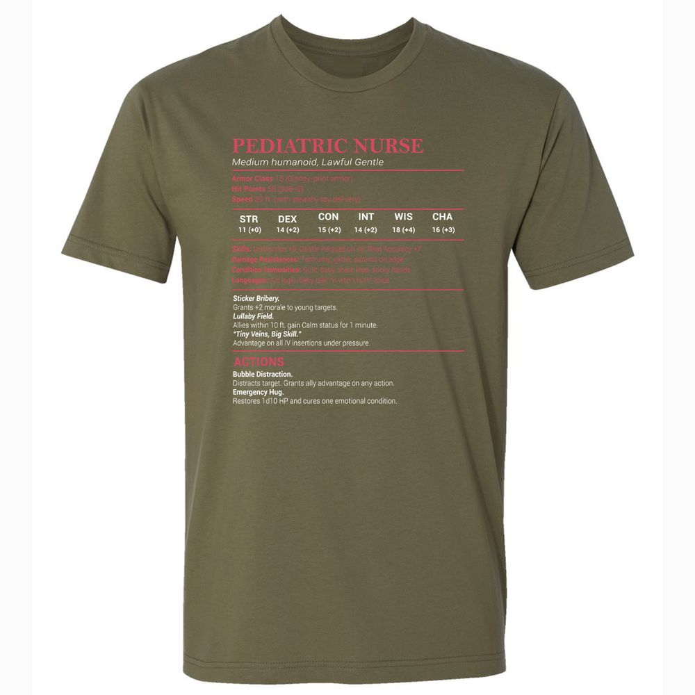 Pediatric Nurse Premium Unisex T-Shirt - Military Green - 5
