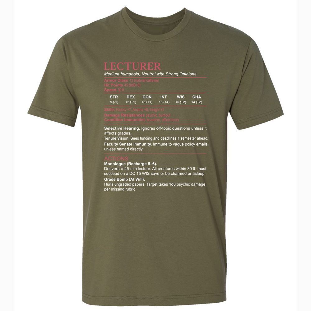 Lecturer Stats Premium Unisex T-Shirt - Military Green - 5