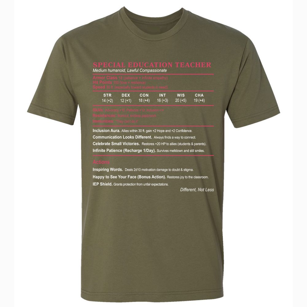 Special Education Teacher Premium Unisex T-Shirt - Military Green - 5