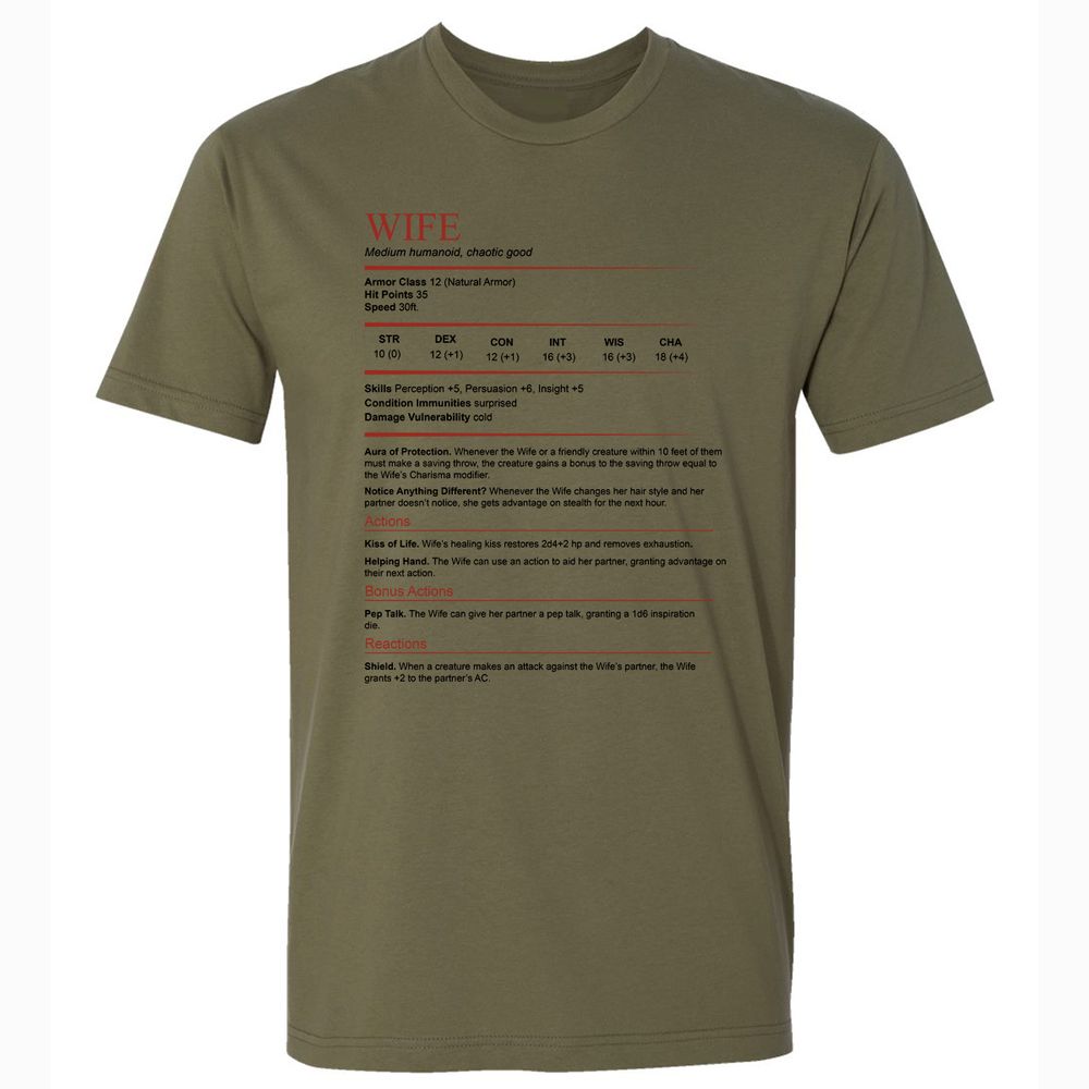 Wife White Premium Unisex T-Shirt - Military Green - 5