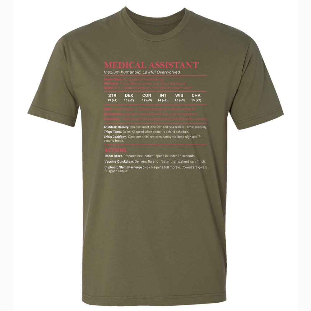 Medical Assistant Stats Premium Unisex T-Shirt - Military Green - 5