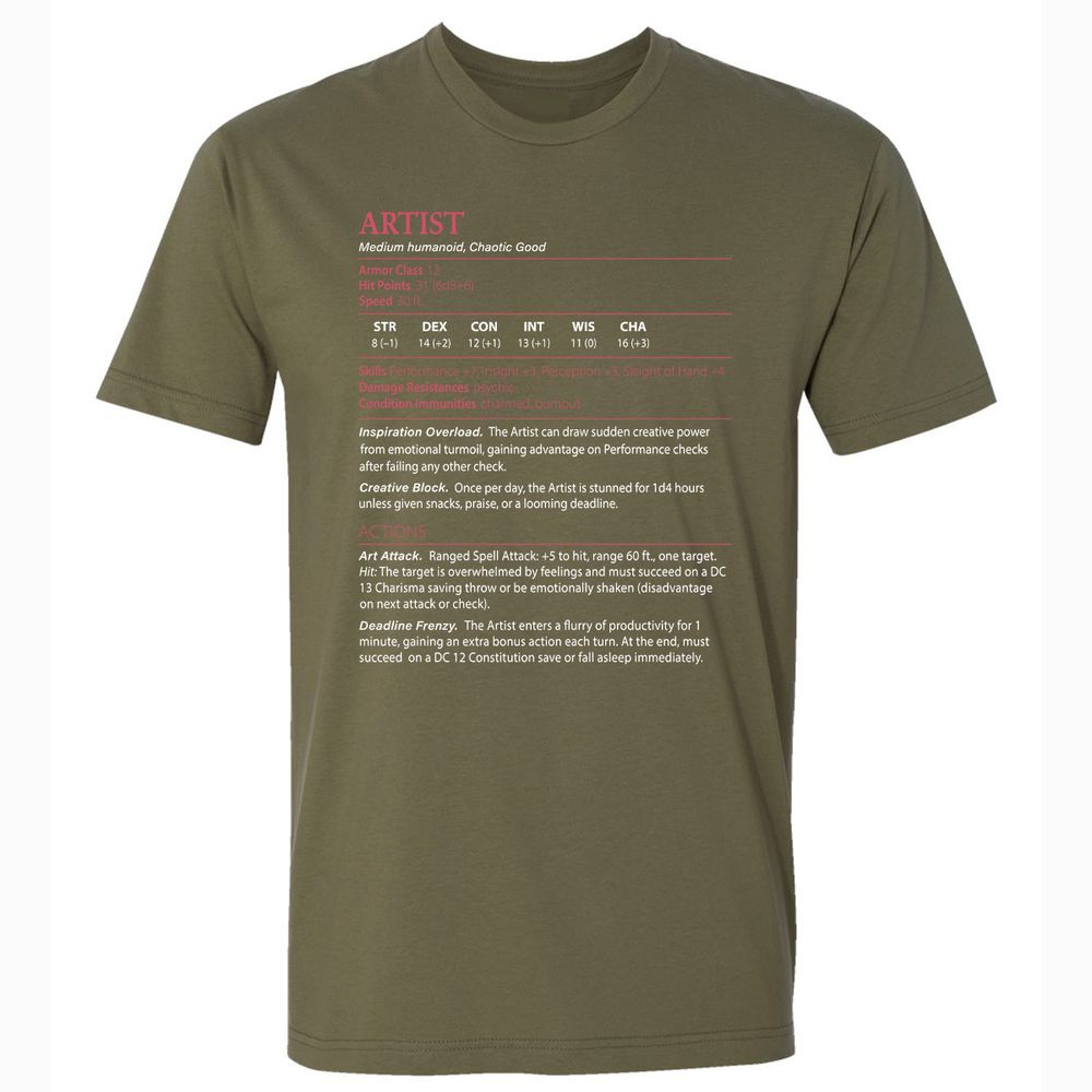 Artist Stats Premium Unisex T-Shirt - Military Green - 5