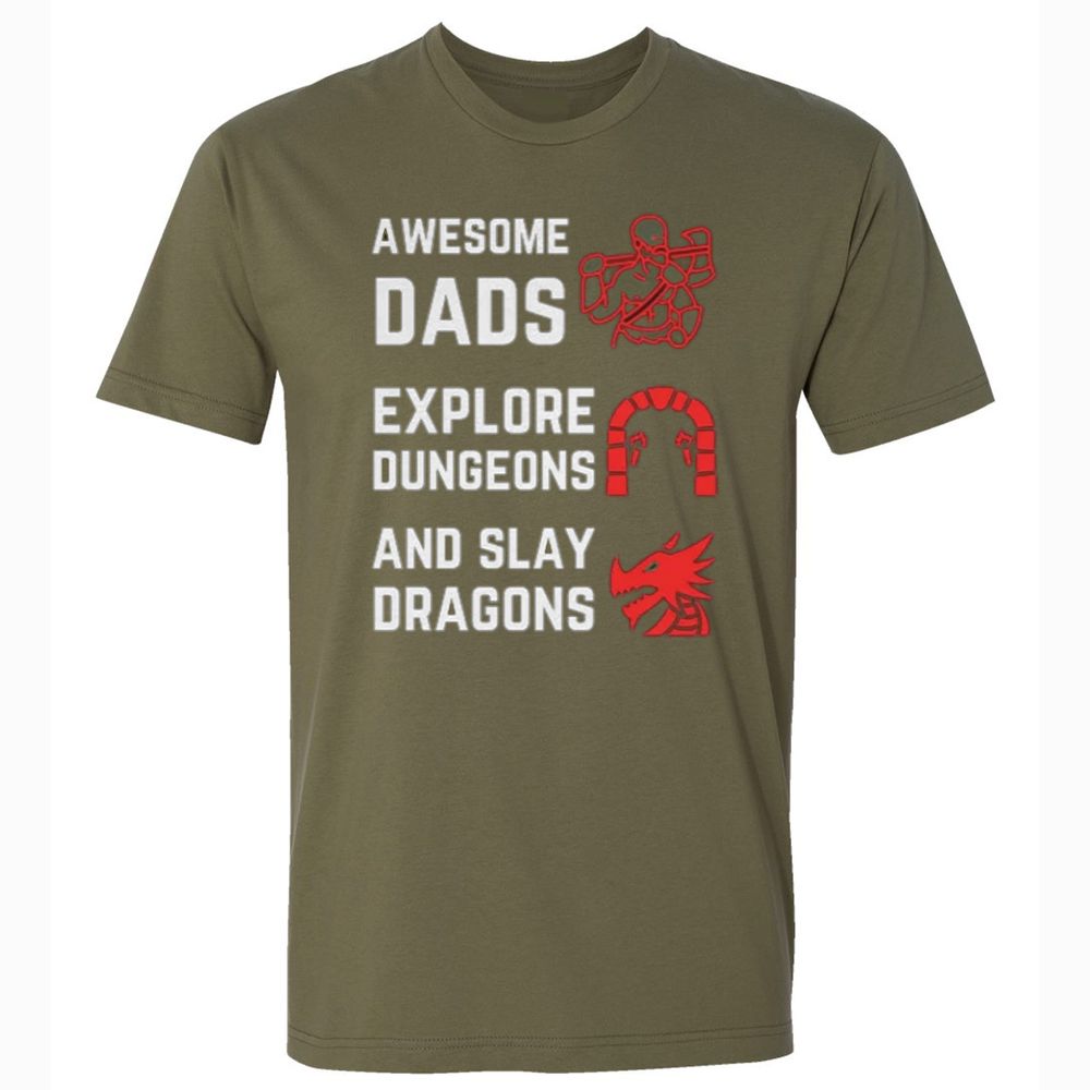 Awesome Dad Fathers Day Premium Unisex T-Shirt - Military Green - 5