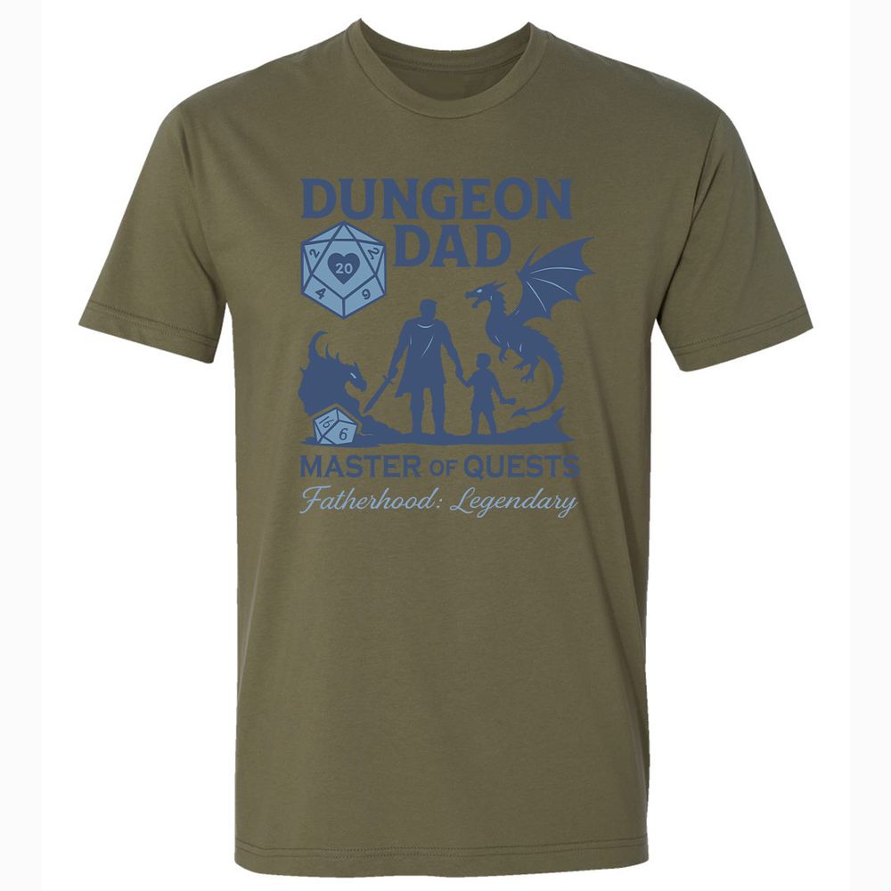 Dungeon Dad Master Of Quests Premium Unisex T-Shirt - Military Green - 5