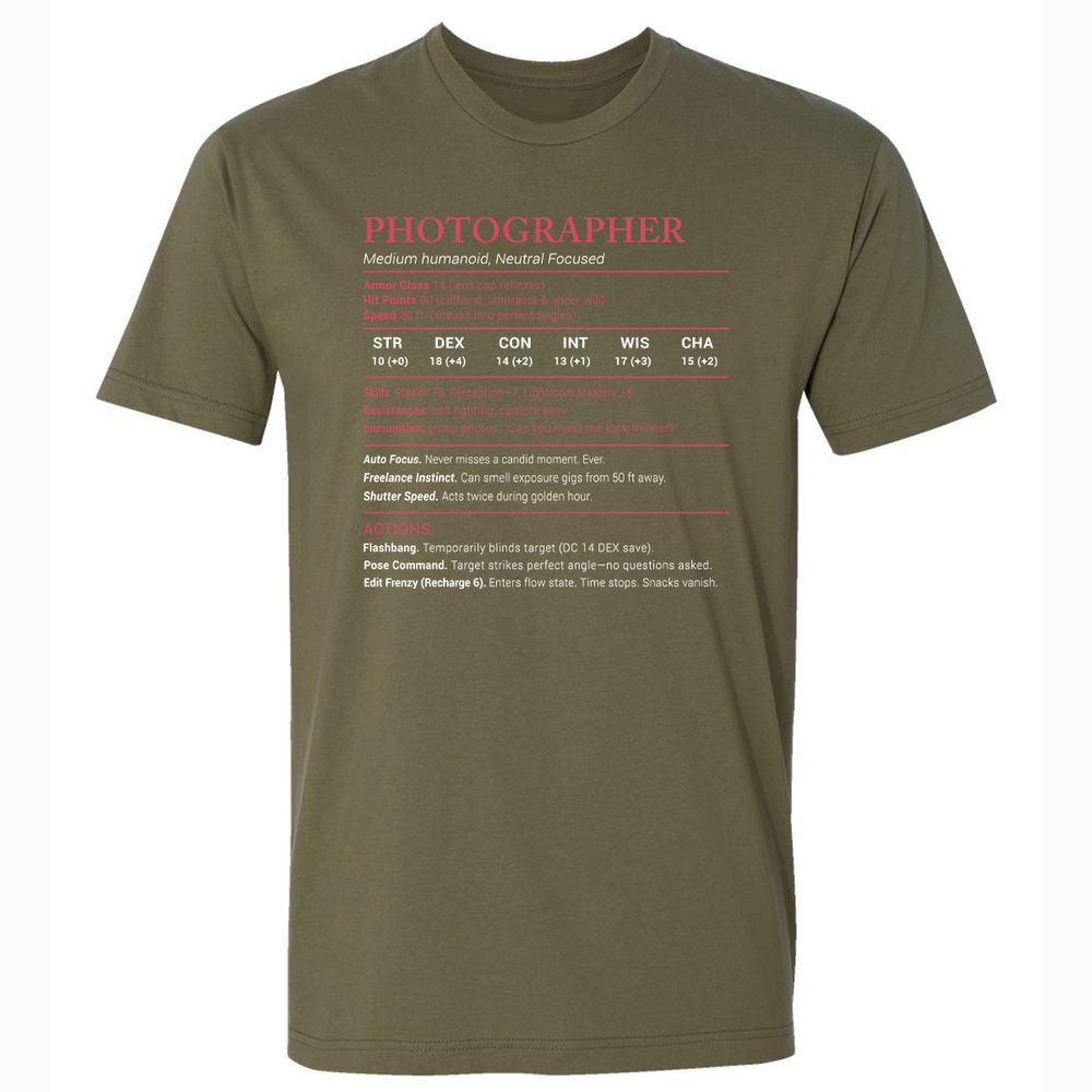 Photographer Stats Premium Unisex T-Shirt - Military Green - 5
