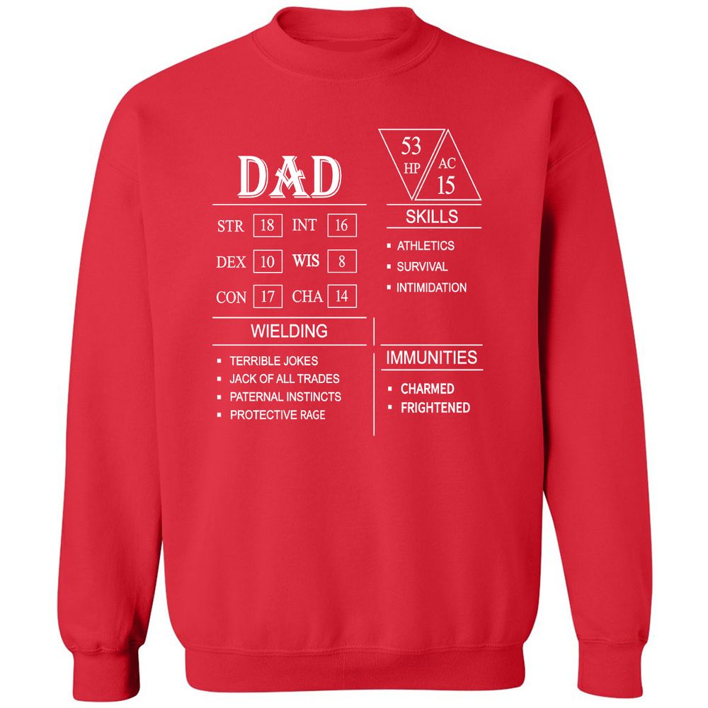 Dad Stat Block Classic Unisex Sweatshirt - Red - 5