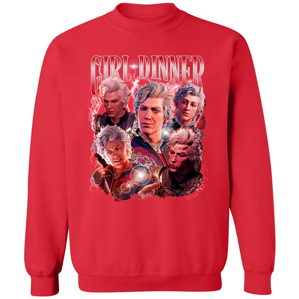 Astarion Girl Dinner Classic Unisex Sweatshirt - Red - 5