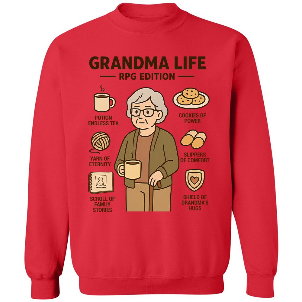 Grandma Life RPG Edition Classic Unisex Sweatshirt - Red - 5