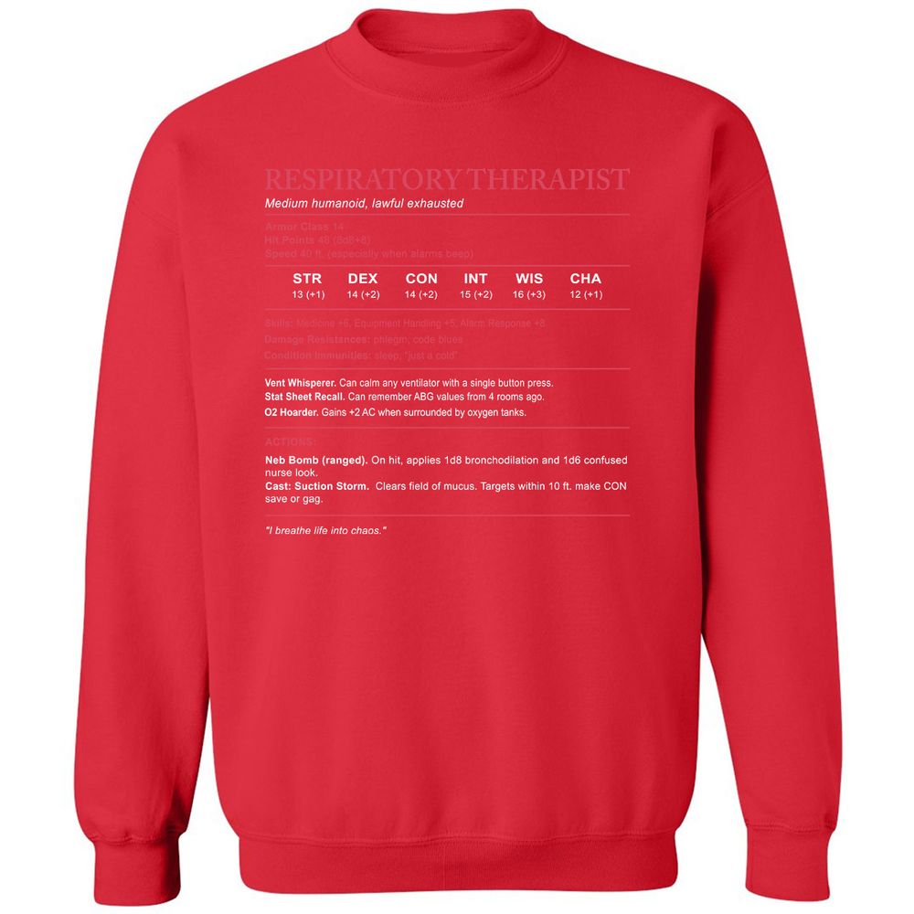 Respiratory Therapist Classic Unisex Sweatshirt - Red - 5