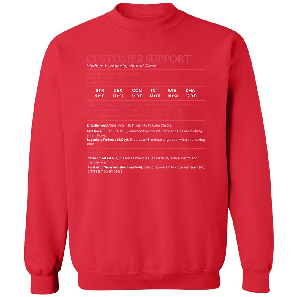 Customer Support Stats Classic Unisex Sweatshirt - Red - 5