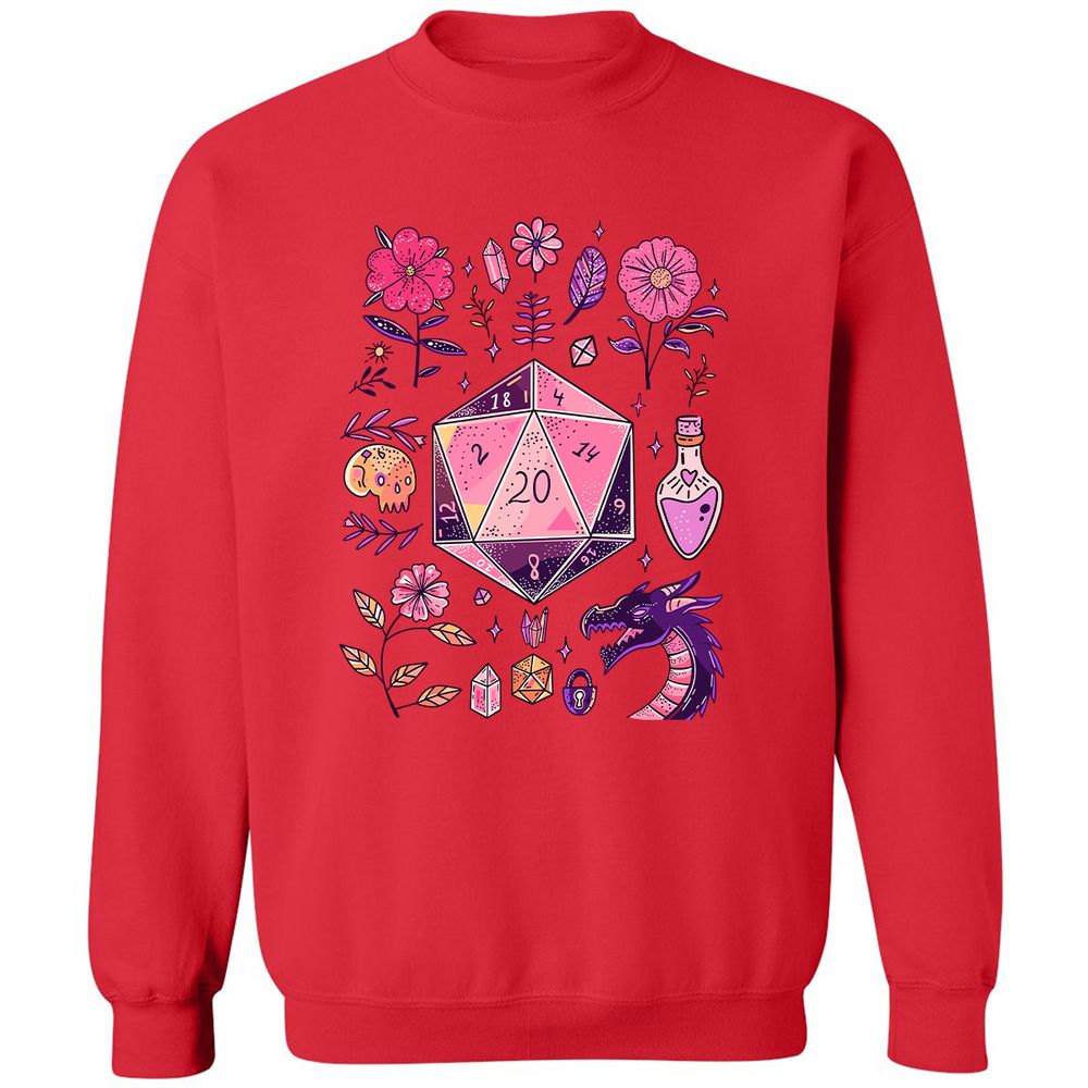 Mystic D20 Floral Dice Art - Red - 5