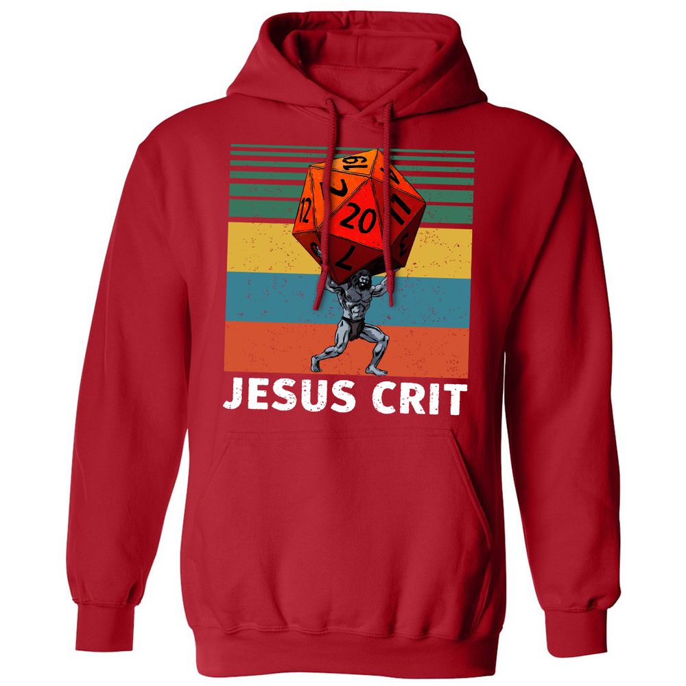 Jesus Crit Classic Unisex Hoodie - Red - 5