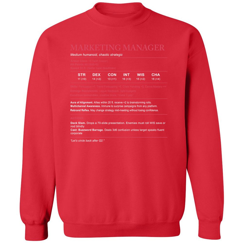 Marketing Manager Stats Classic Unisex Sweatshirt - Red - 5