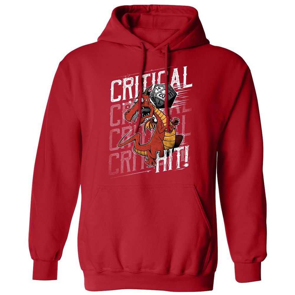 Funny Dragon Critical Hit Classic Unisex Hoodie - Red - 5