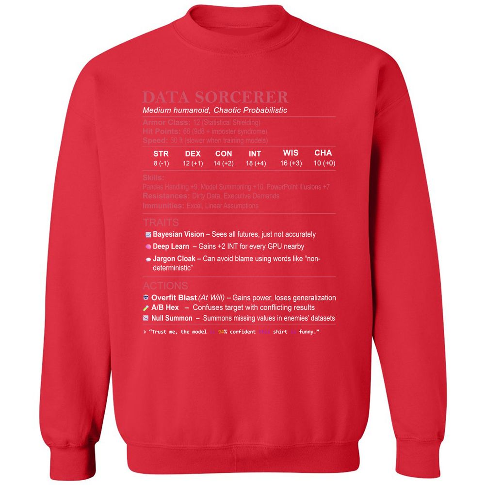 Data Scientist Stats (Data Sorcerer) Classic Unisex Sweatshirt - Red - 5