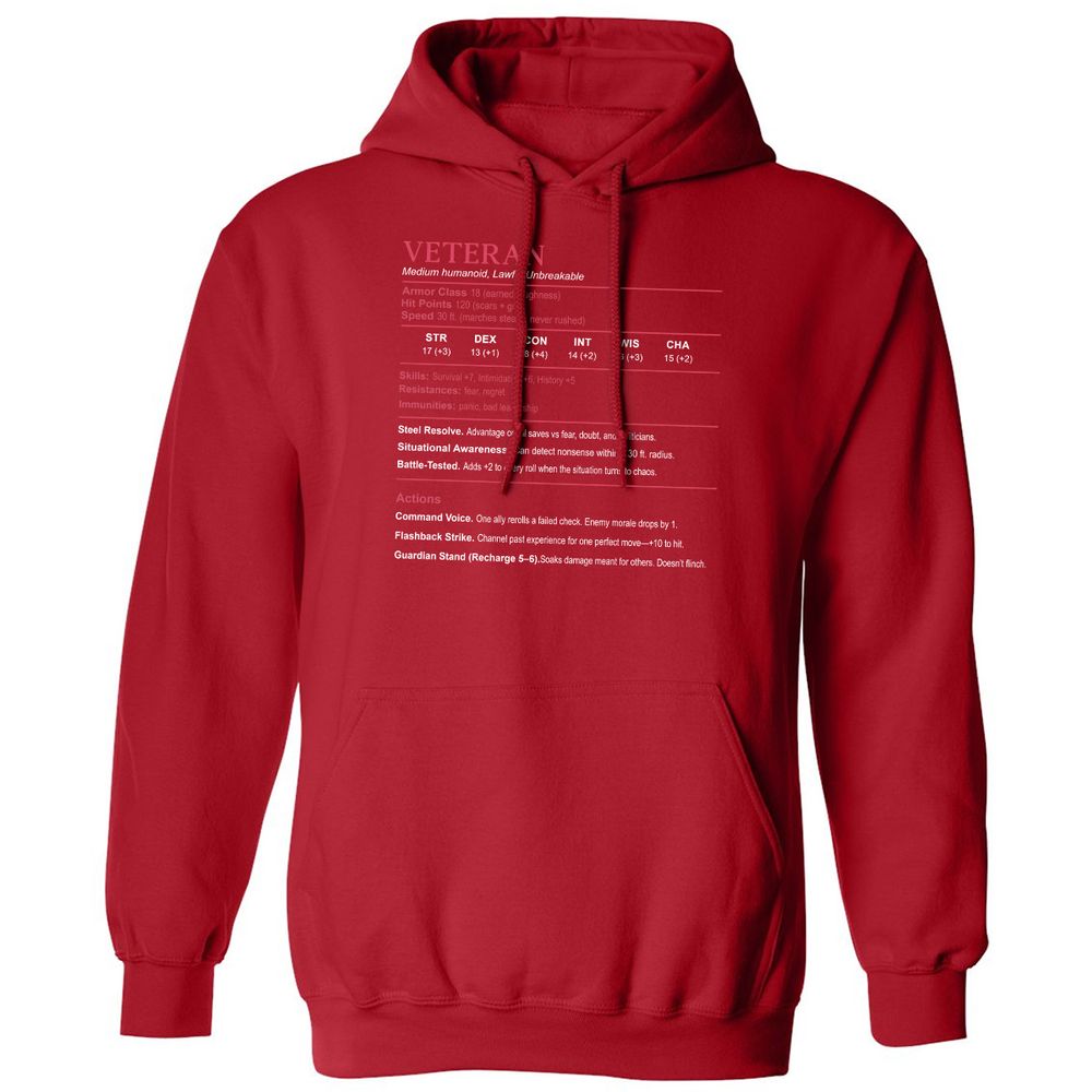 Veteran Stats Classic Unisex Hoodie - Red - 5
