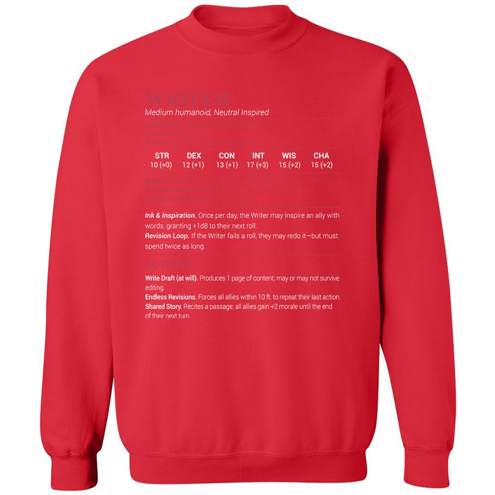 Writer Classic Unisex Sweatshirt - Red - 5