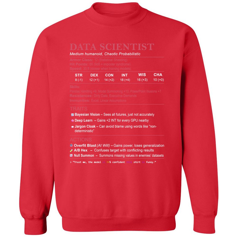 Data Scientist Stats Classic Unisex Sweatshirt - Red - 5