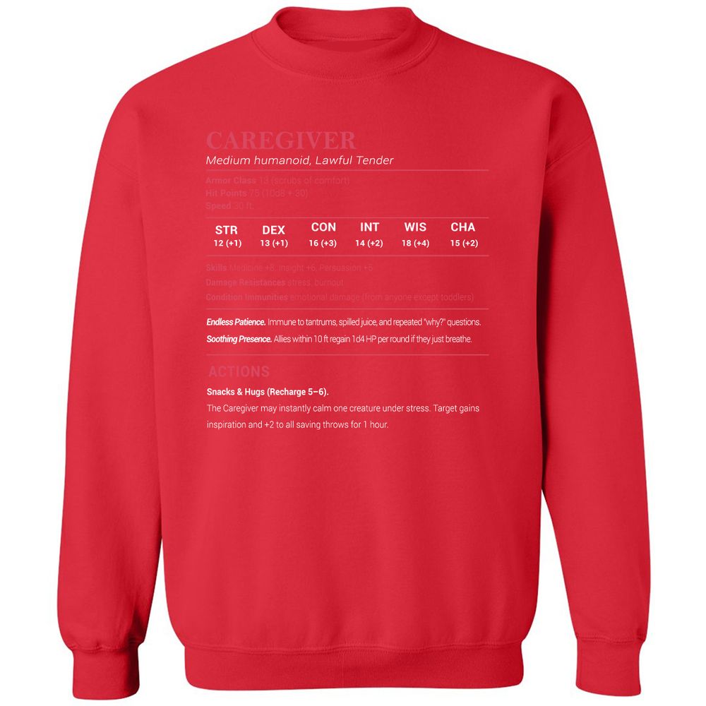 Caregiver Stats Classic Unisex Sweatshirt - Red - 5