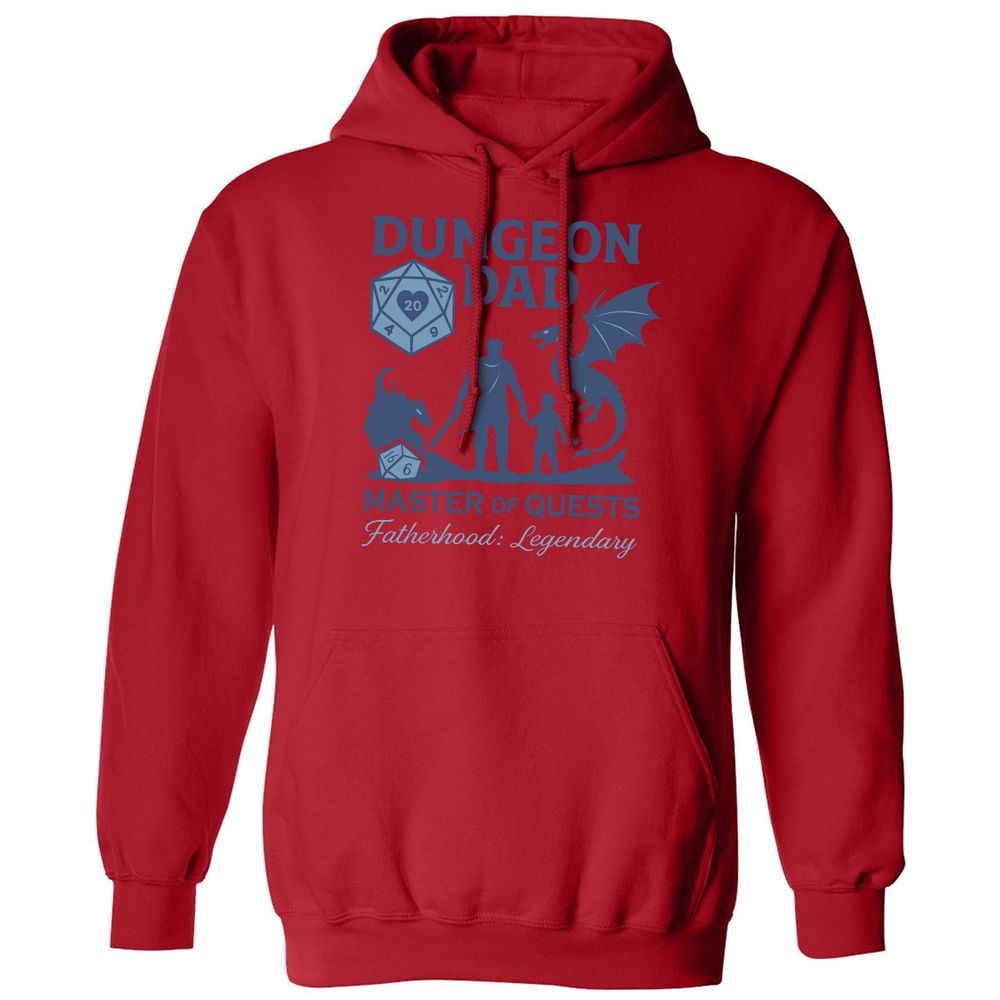 Dungeon Dad Master Of Quests Classic Unisex Hoodie - Red - 5