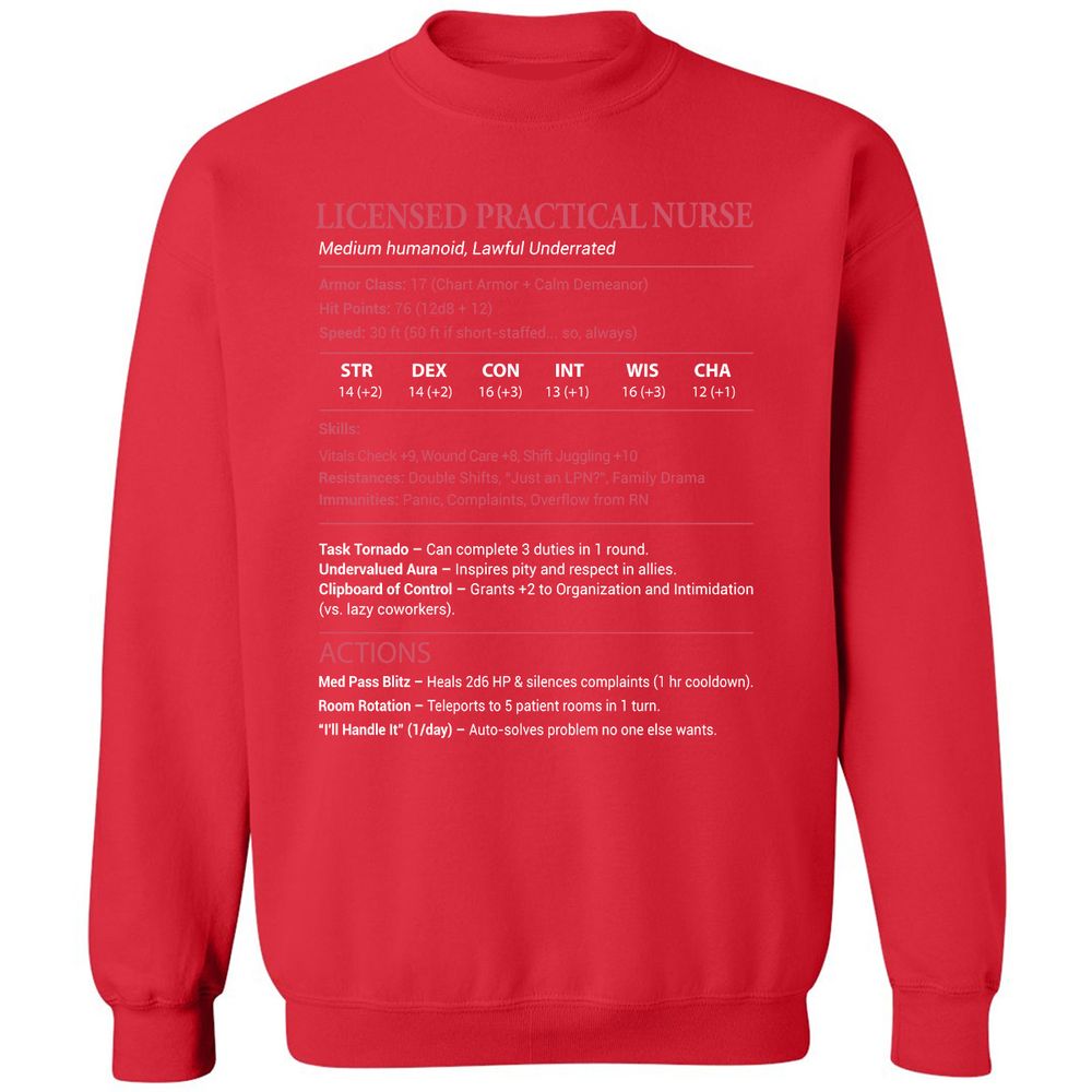 Licensed Practical Nurse LPN Classic Unisex Sweatshirt - Red - 5