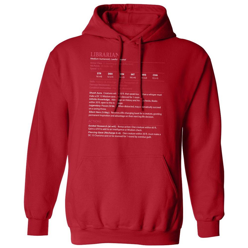 Librarian Stats Classic Unisex Hoodie - Red - 5