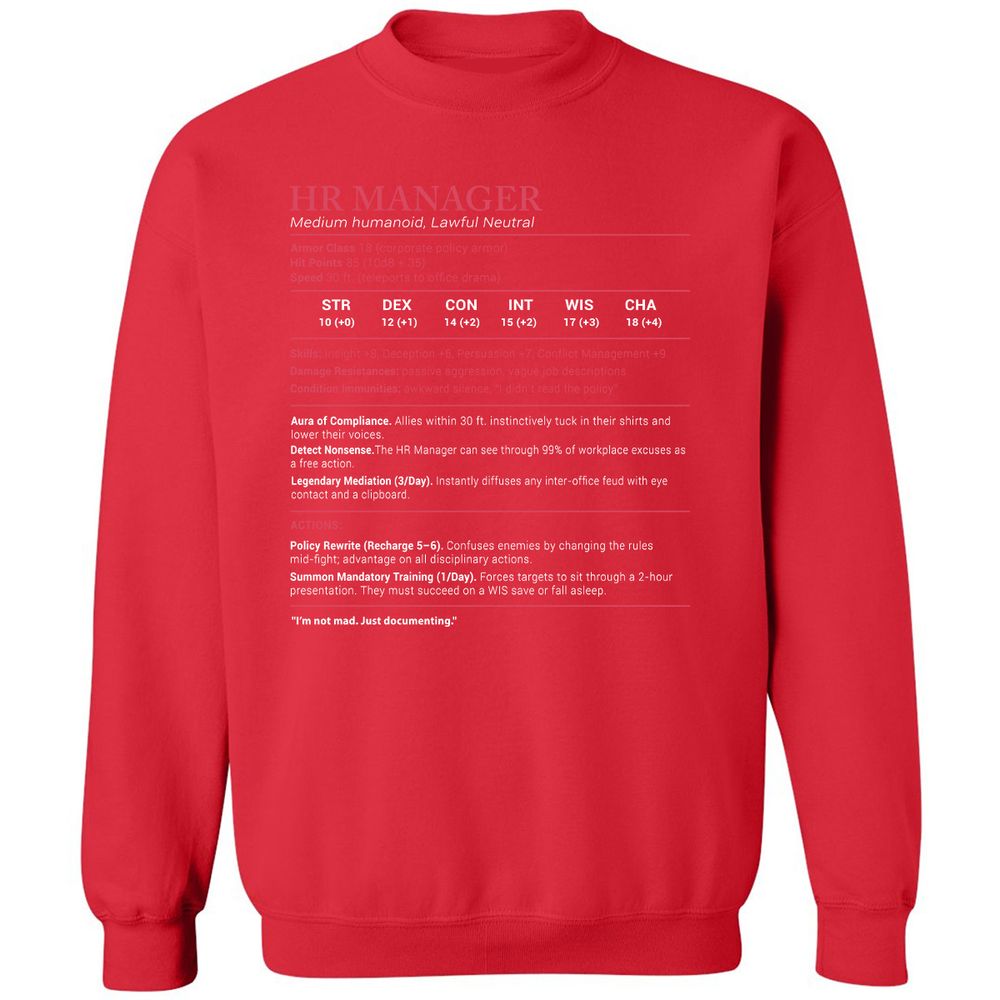 HR Manager Stats Classic Unisex Sweatshirt - Red - 5