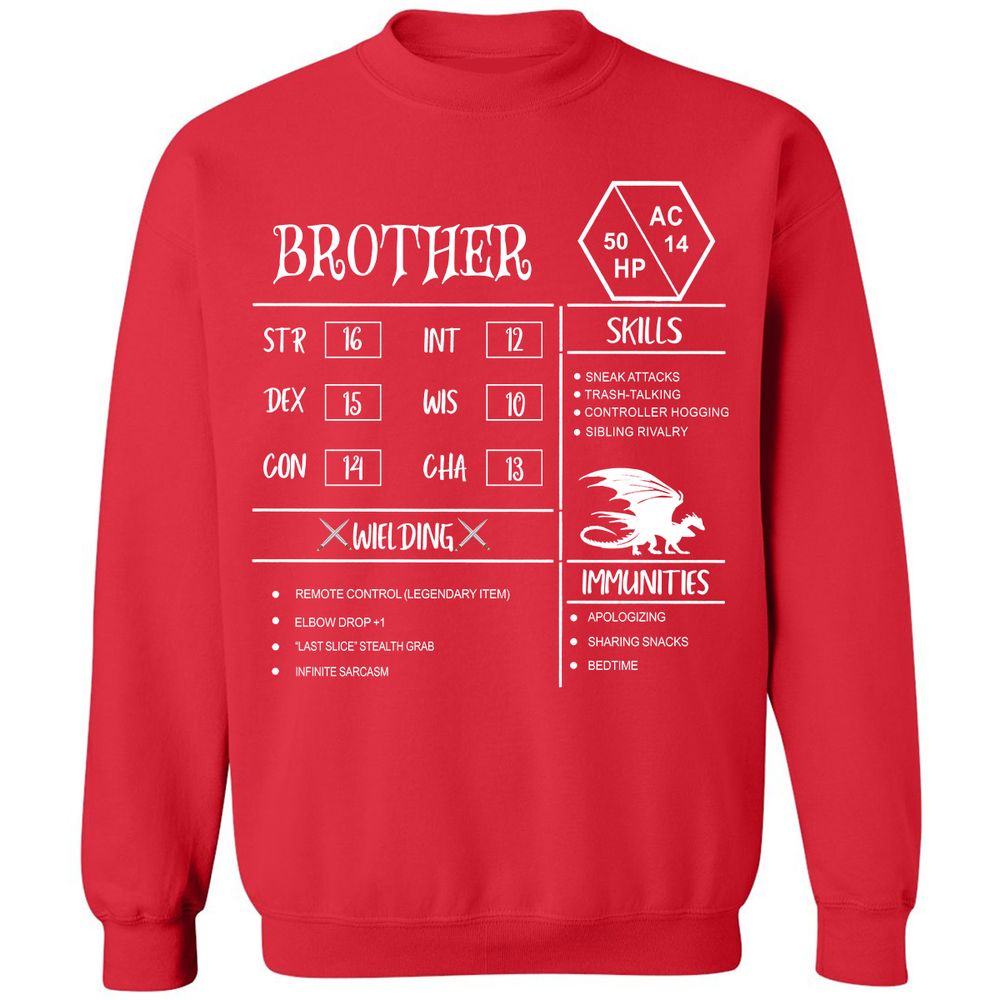 Brother Stats Classic Unisex Sweatshirt - Red - 5