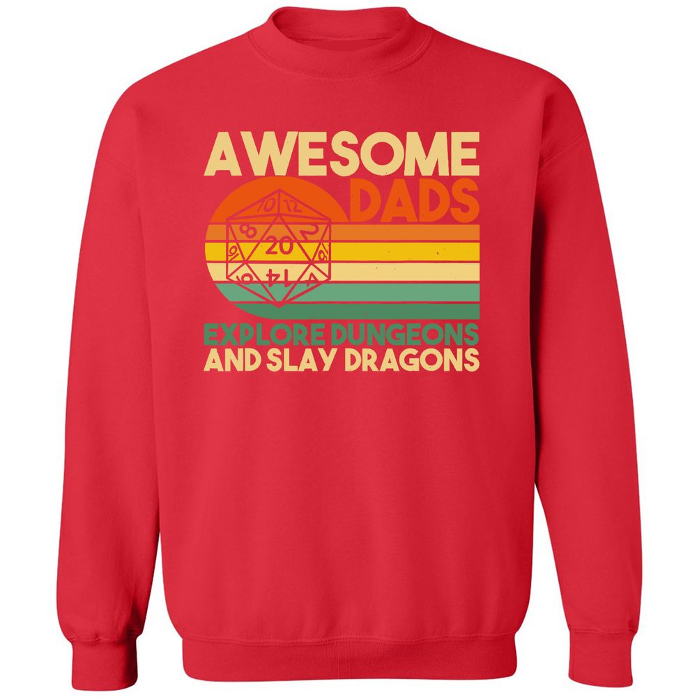 Awesome Dads Explore Dungeons Classic Unisex Sweatshirt - Red - 5