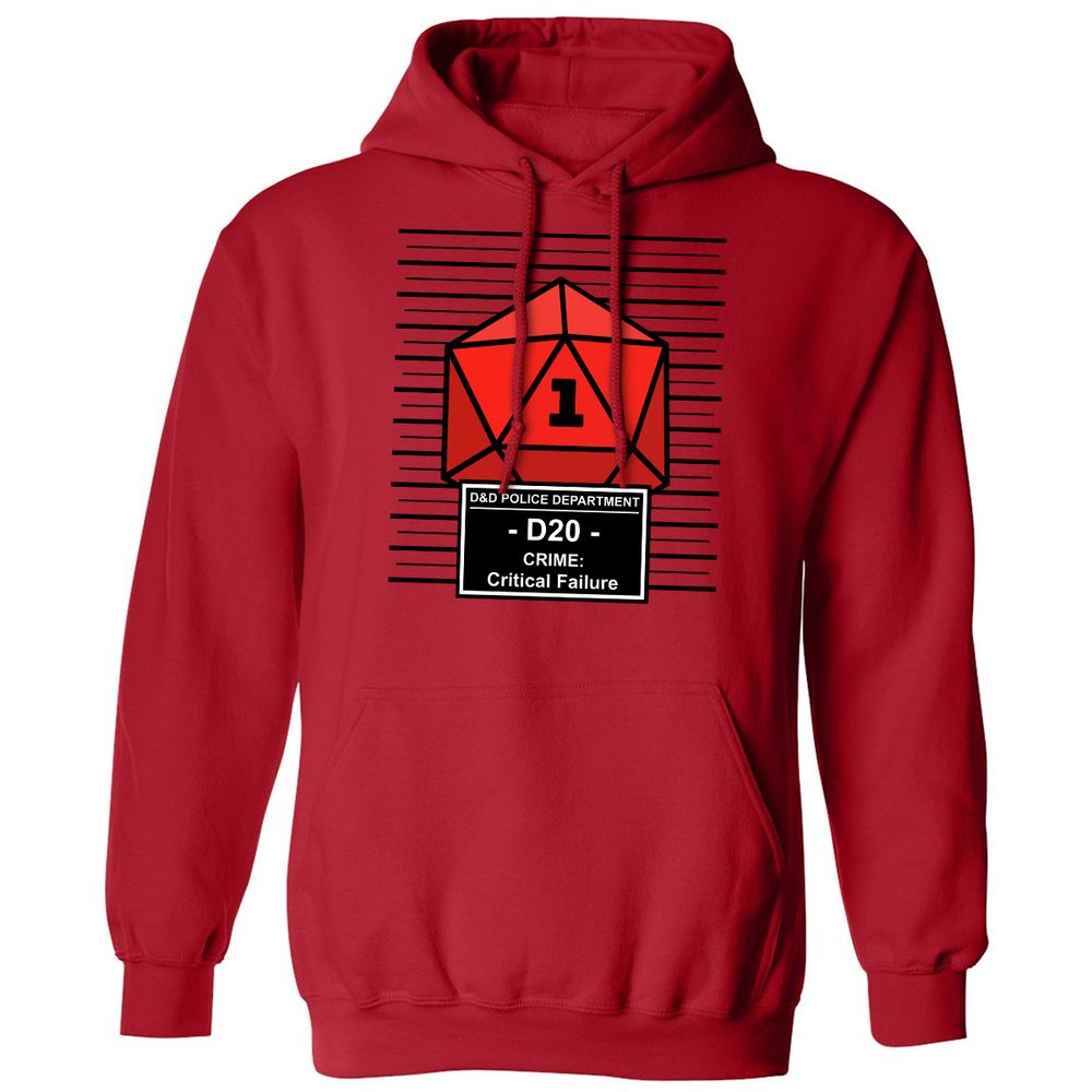 D20 Arrested For Critical Failure Classic Unisex Hoodie - Red - 5