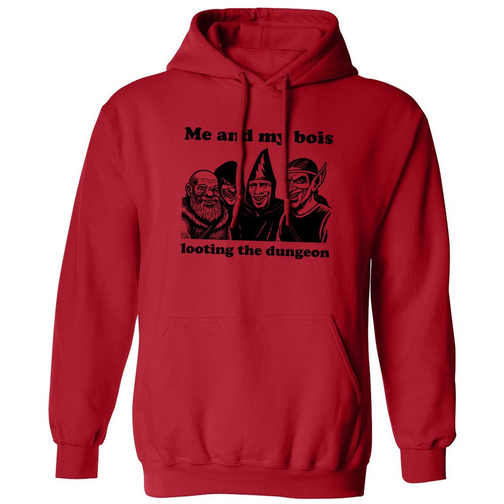 Me and my bois looting the dungeon Classic Unisex Hoodie - Red - 5