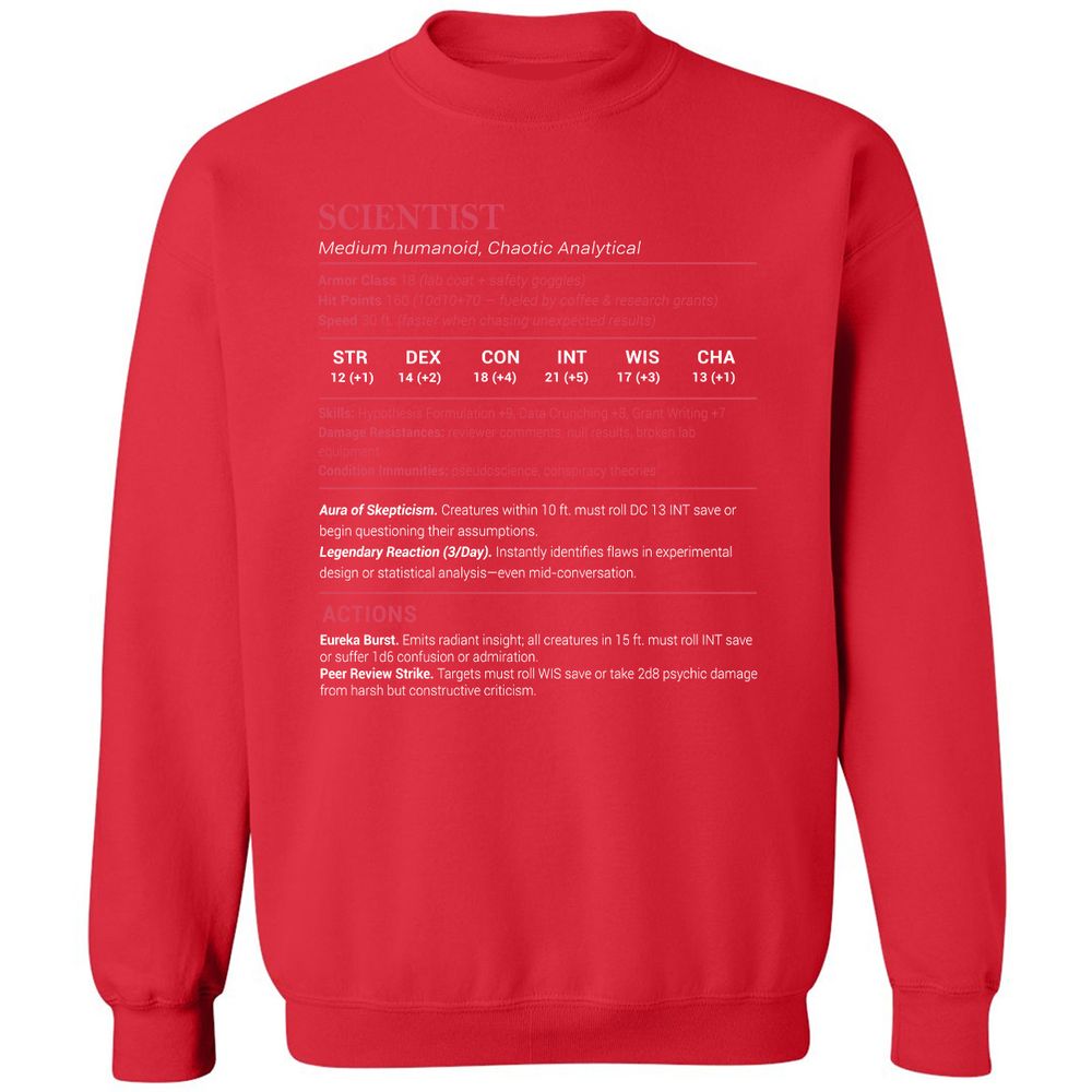 Scientist Stats Classic Unisex Sweatshirt - Red - 5
